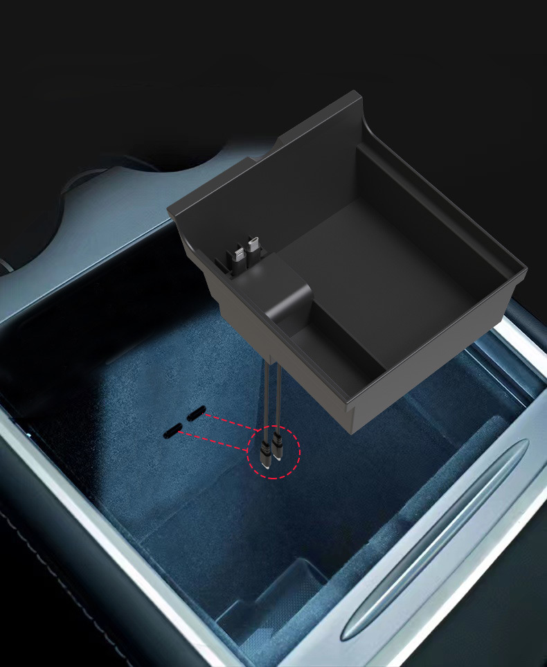 Central Console Storage Box with USB Type-C For Tesla Model 3/Y