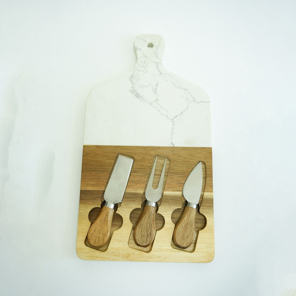 WOODEN cheese board with knife set XYMP1075