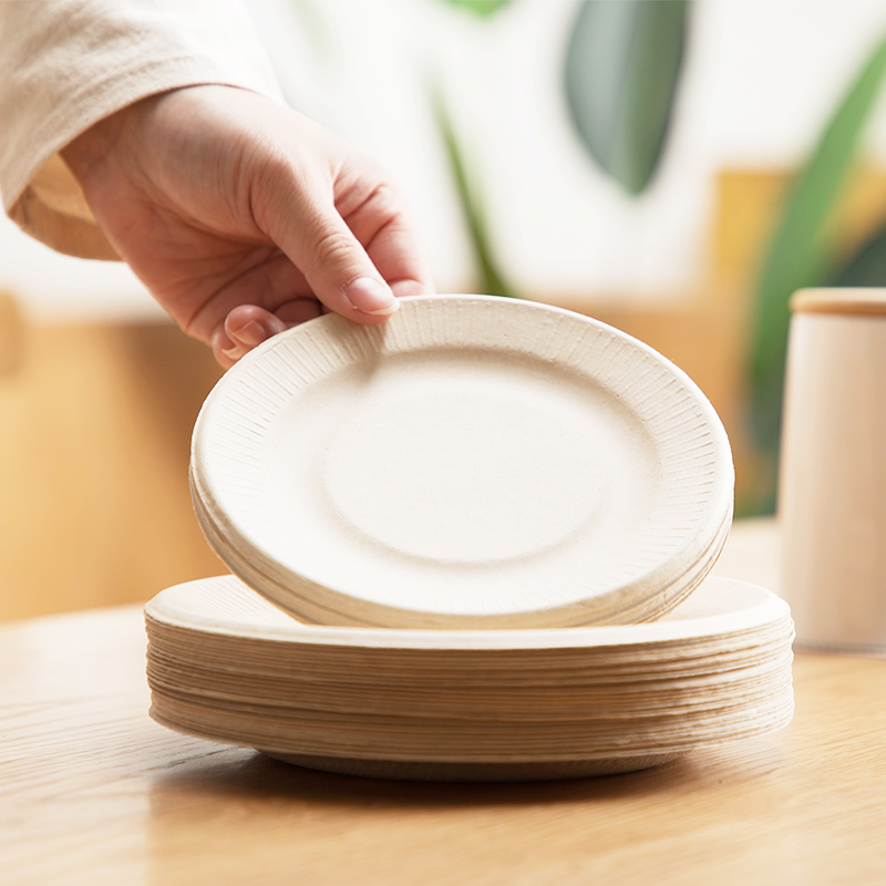 100% Eco-friendly compostable bagasse paper plate heavy duty plate