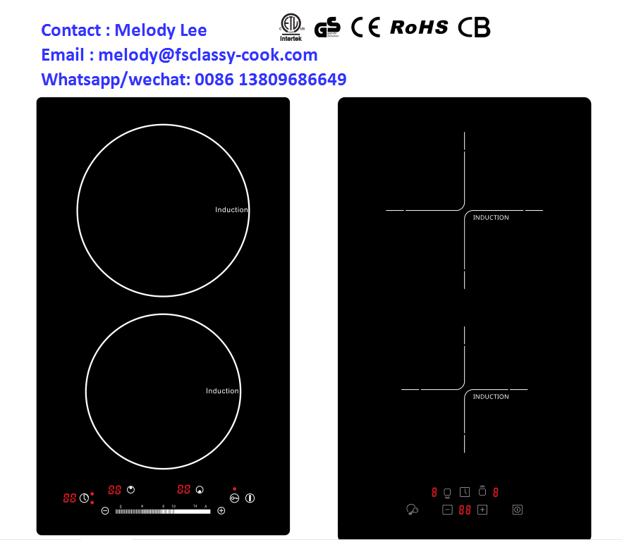 Touch control Domino electric cooker 2 burner induction Cooktop ETL 30cm ceramic hob