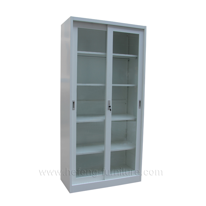Knock Down Office Furniture Sliding Door Filing Cabinet Metal Cabinet with Glass Doors