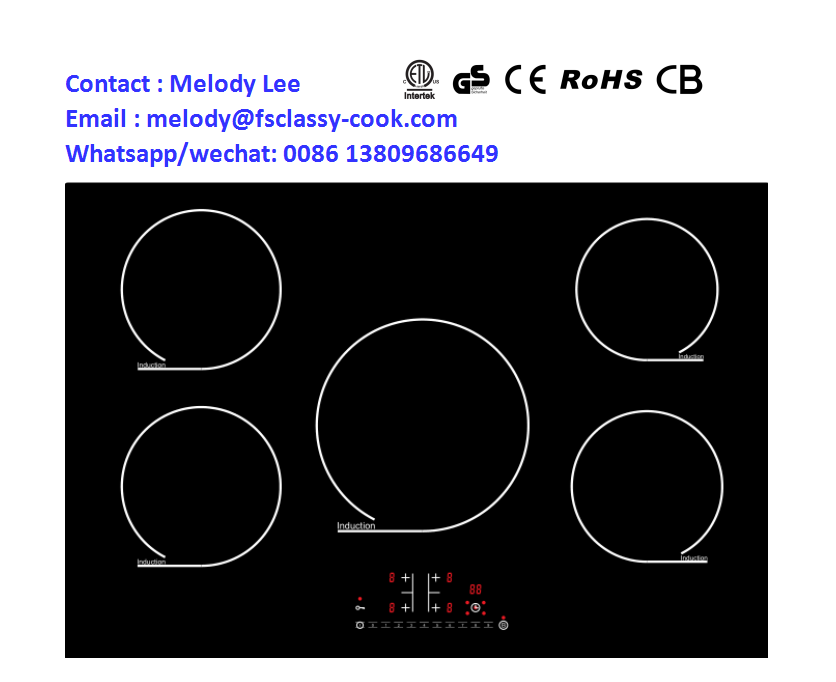 90cm 5 Burners Cooktop Flex Zone ETL Induction Hob 127v Built-in Electric Stove Kitchen Appliance