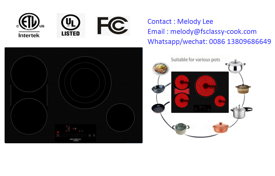 ETL certificate 4 Burners Cooktop Full Flex Zone Induction Hob Built-in Electric Stove Appliance