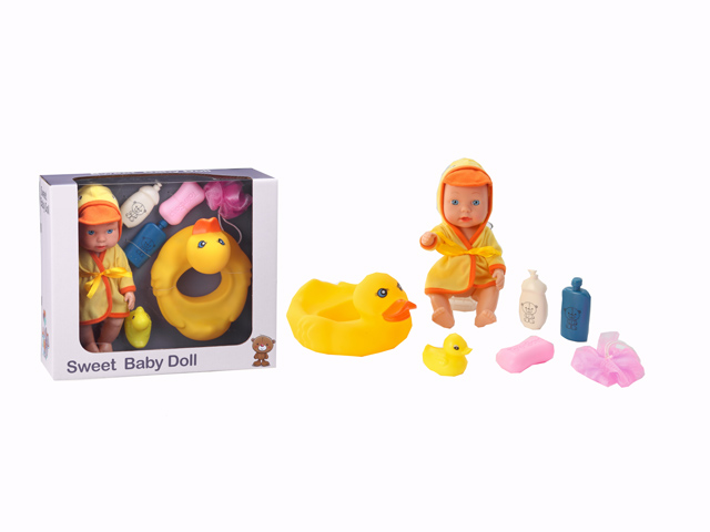 11 "blow molding figure with glue small yellow duck swimming ring with accessories