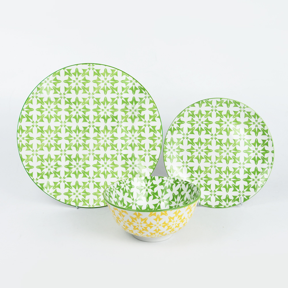 Green small fresh ceramic printed tableware