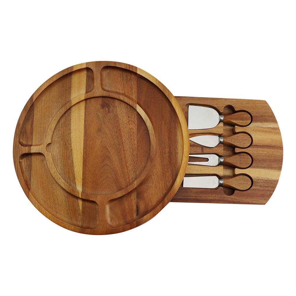 Hip-home stainless steel kitchen acacia wood cheese knife set