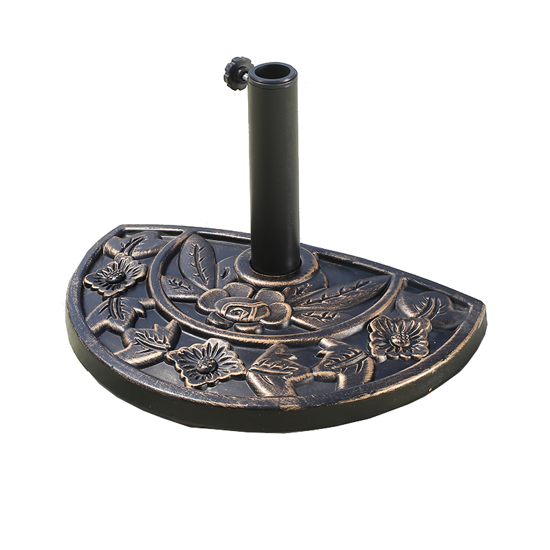 Half Round Rose Pattern Resin Umbrella base，ResinParasol Base, Outdoor Garden Sunshade Parasol Base