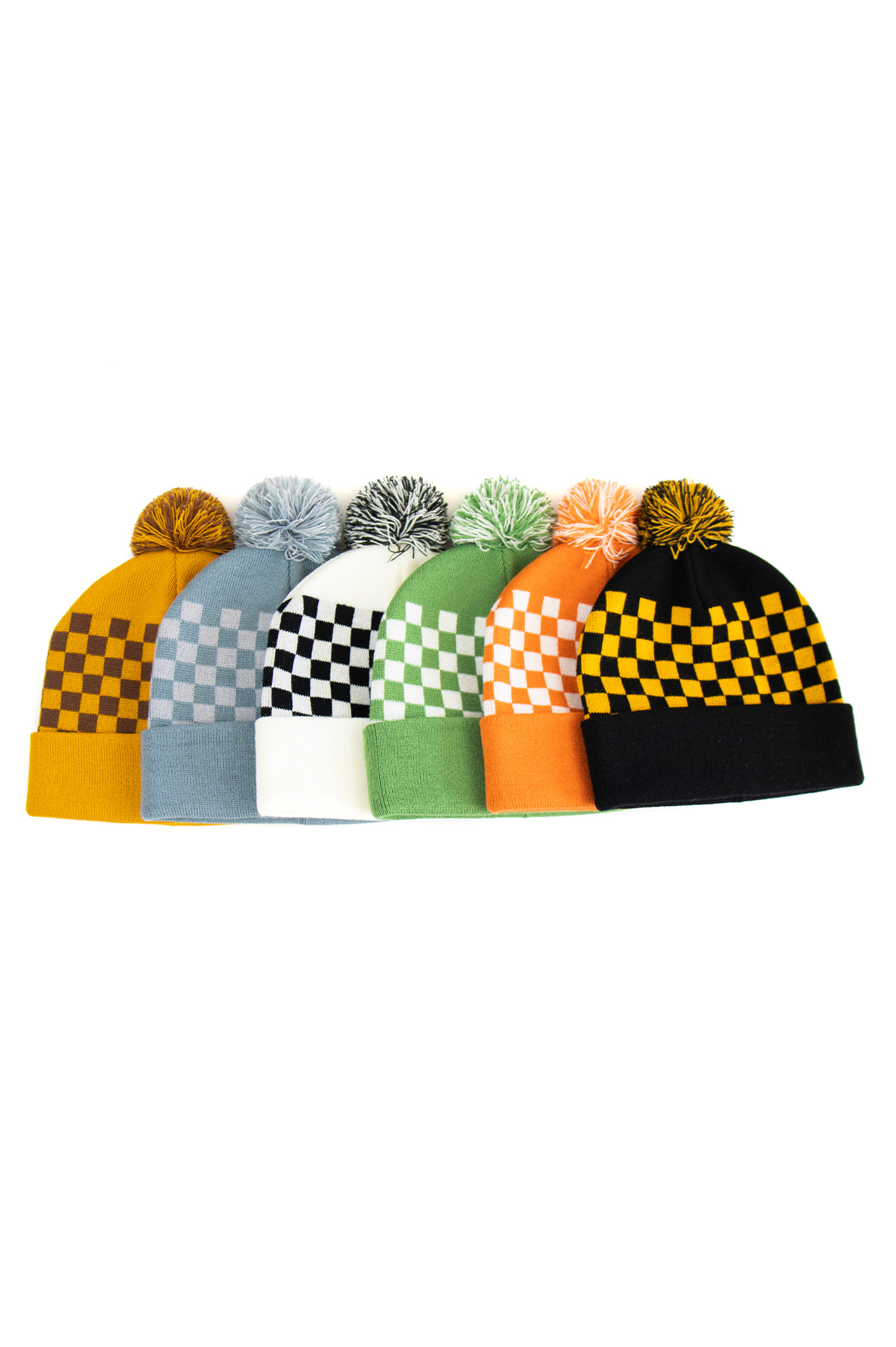 Checked Jacquard Knitted Beanie Hat