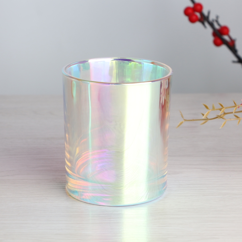 10oz iridescent holographic aura glass candle jars for candle making