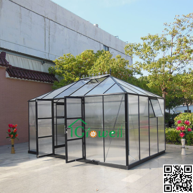 Tetragonal Greenhouse Hinged door