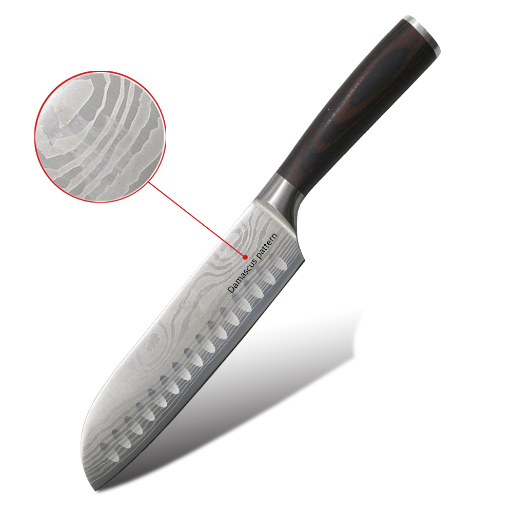Hip-home hot selling kitchen knife Damascus pattern 7"santoku knife