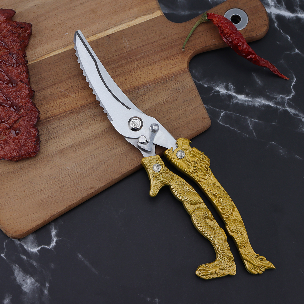 Hip-home stainless steel multifunctional bone knife gold kitchen scissors