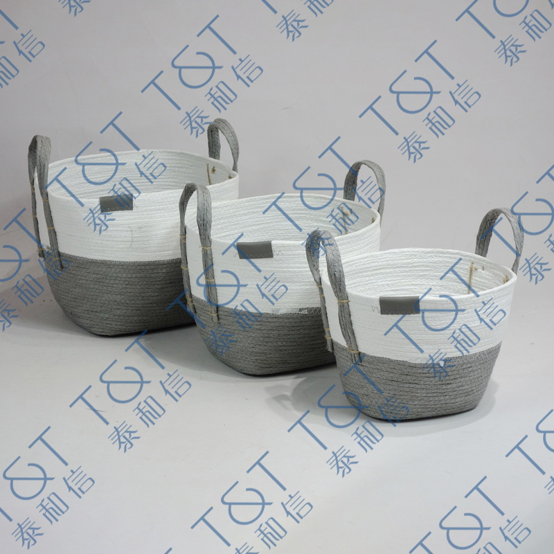 Set of 3 paper rope storage baskets
