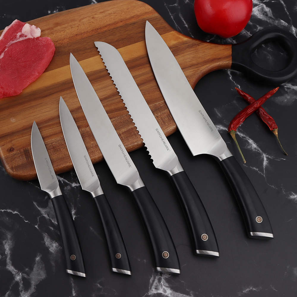 Hip-home stainless steel kitchen meat knife 6pcs knife block set