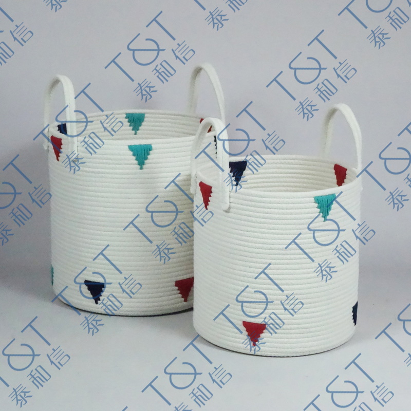 Set of 2 cotton rope basket