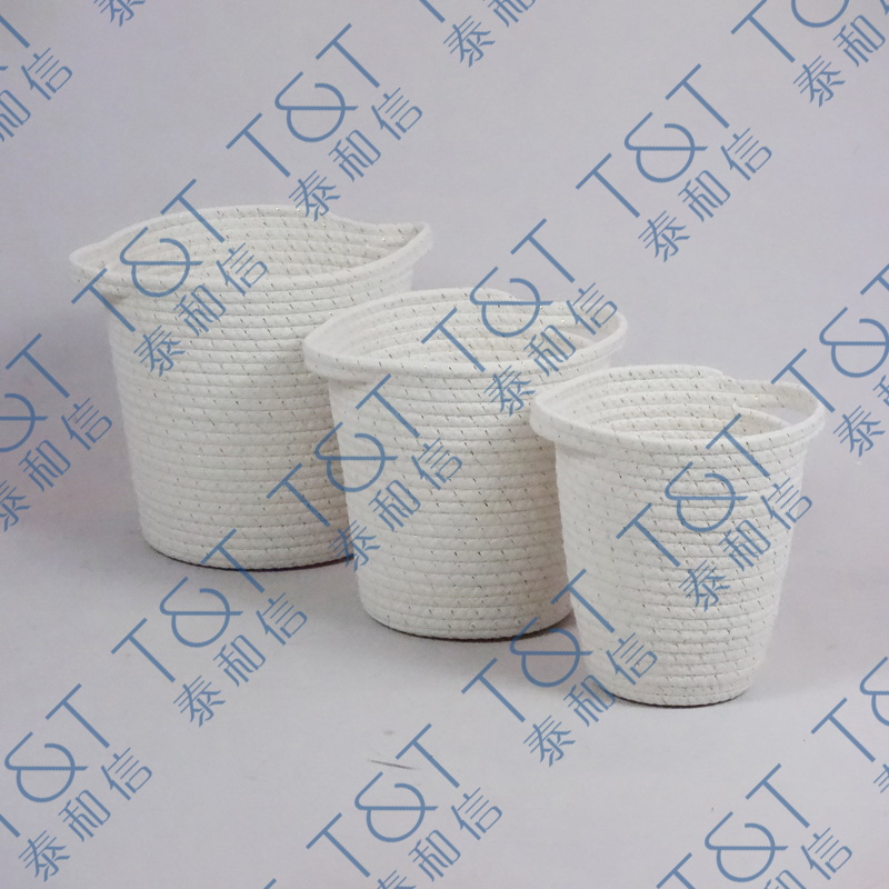 Set of 3 cotton rope basket