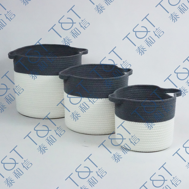 set of 3 cotton rope basket