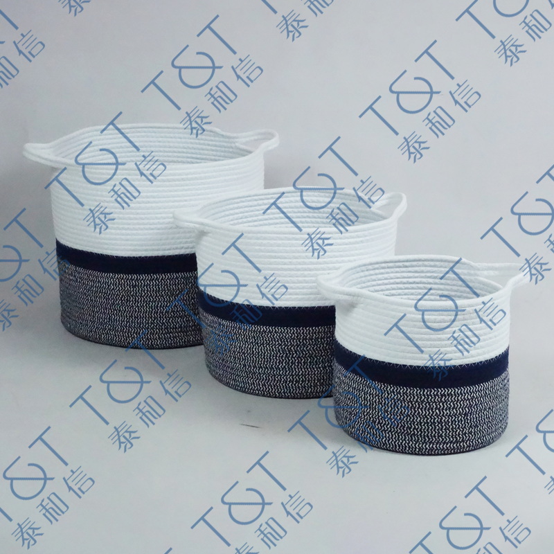 Set of 3 cotton rope basket