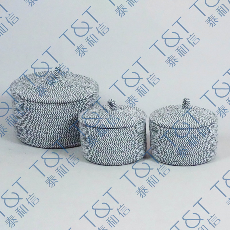 Set of 3 cotton rope basket