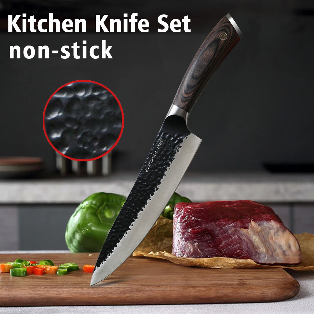 Hip-home hot selling stainless steel kitchen meat knife wood handle black kitchen chef knives