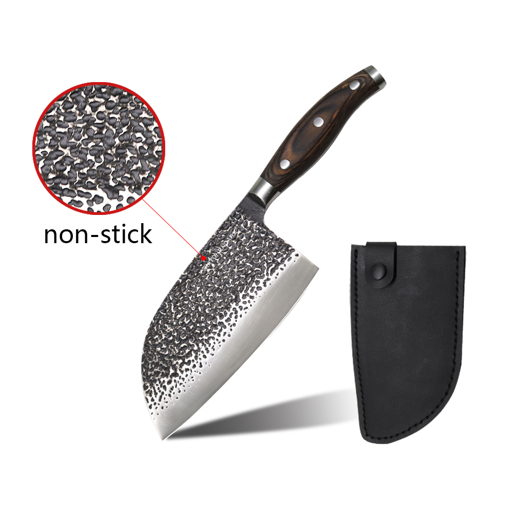 Hip-home hot selling kitchen vegetable knife black non-stick hammer kitchen 6.5"cleaver
