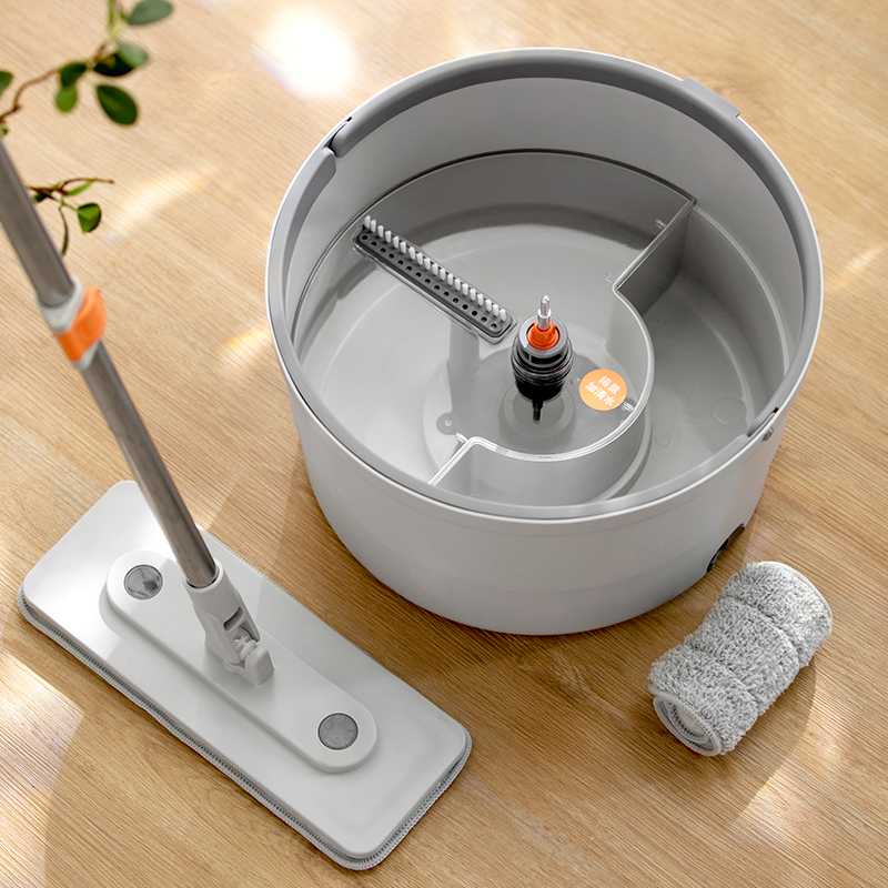 Spin Mop and Bucket Set with Self Separation Dirty and Clean Water System,Self Wringing Spin Mop