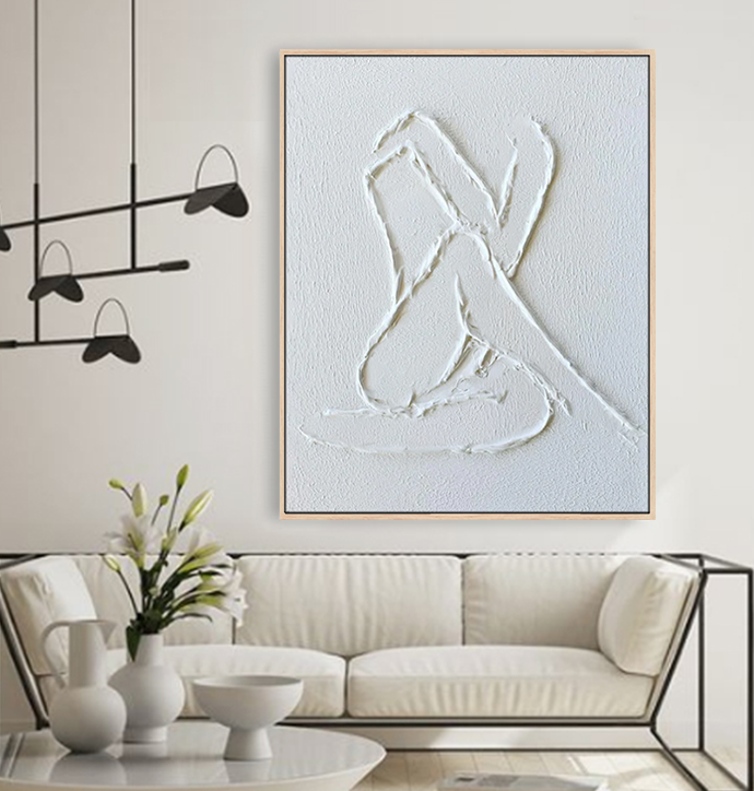 White texture handpainted great wall art great painting decoration Textured Framed Canvas Art