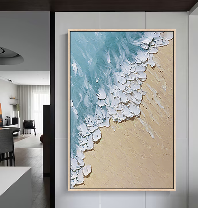 Coastal texture handpainted great wall art great painting decoration Textured Framed Canvas Art