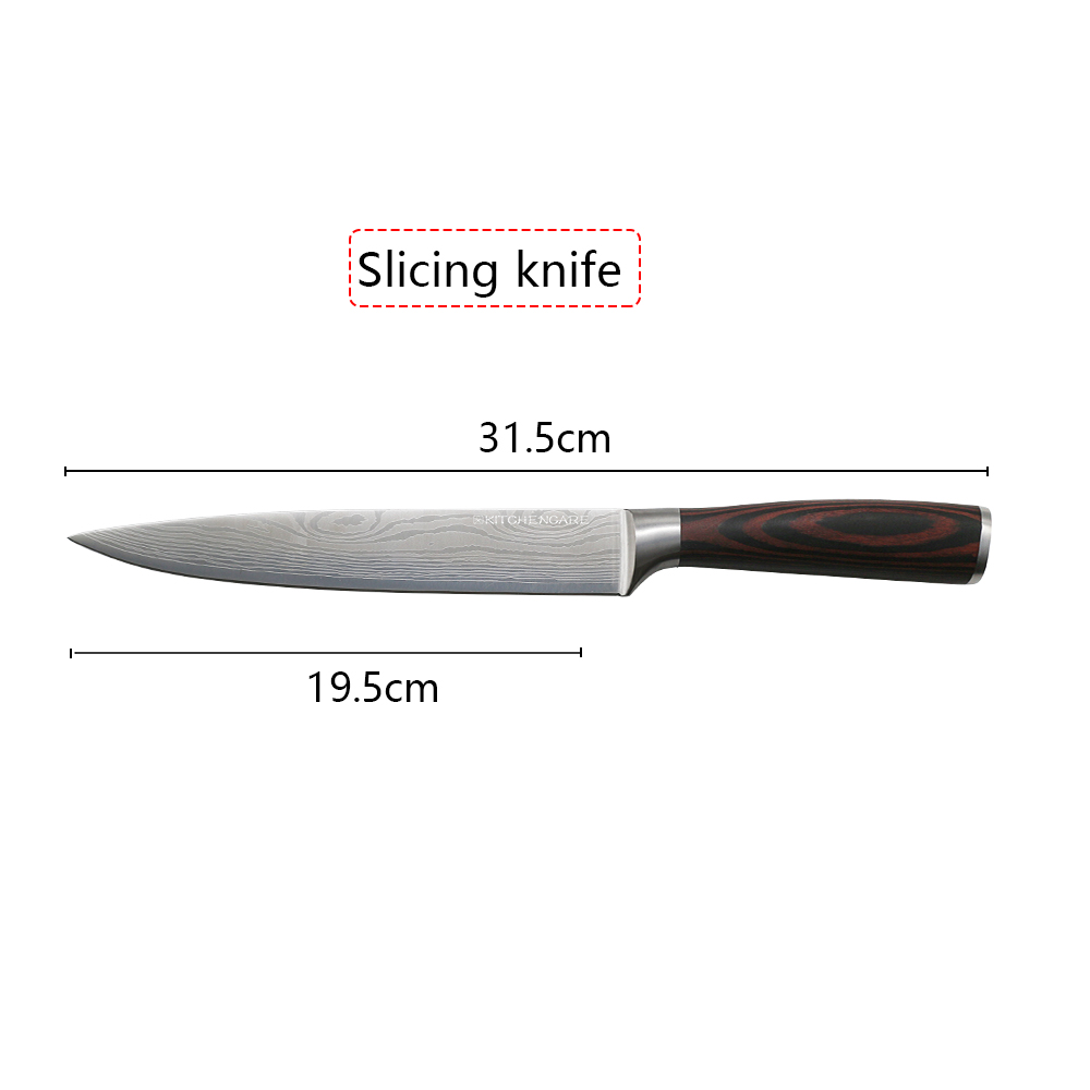 Hip-home Damascus pattern kitchen slicing knife professional kitchen carving knives