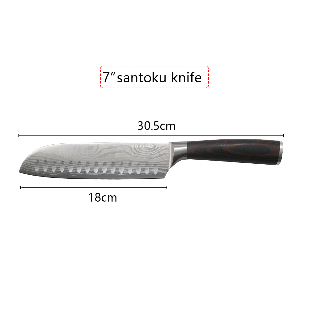 Hip-home Damascus pattern kitchen Japanese knife professional kitchen 7inch santoku knives