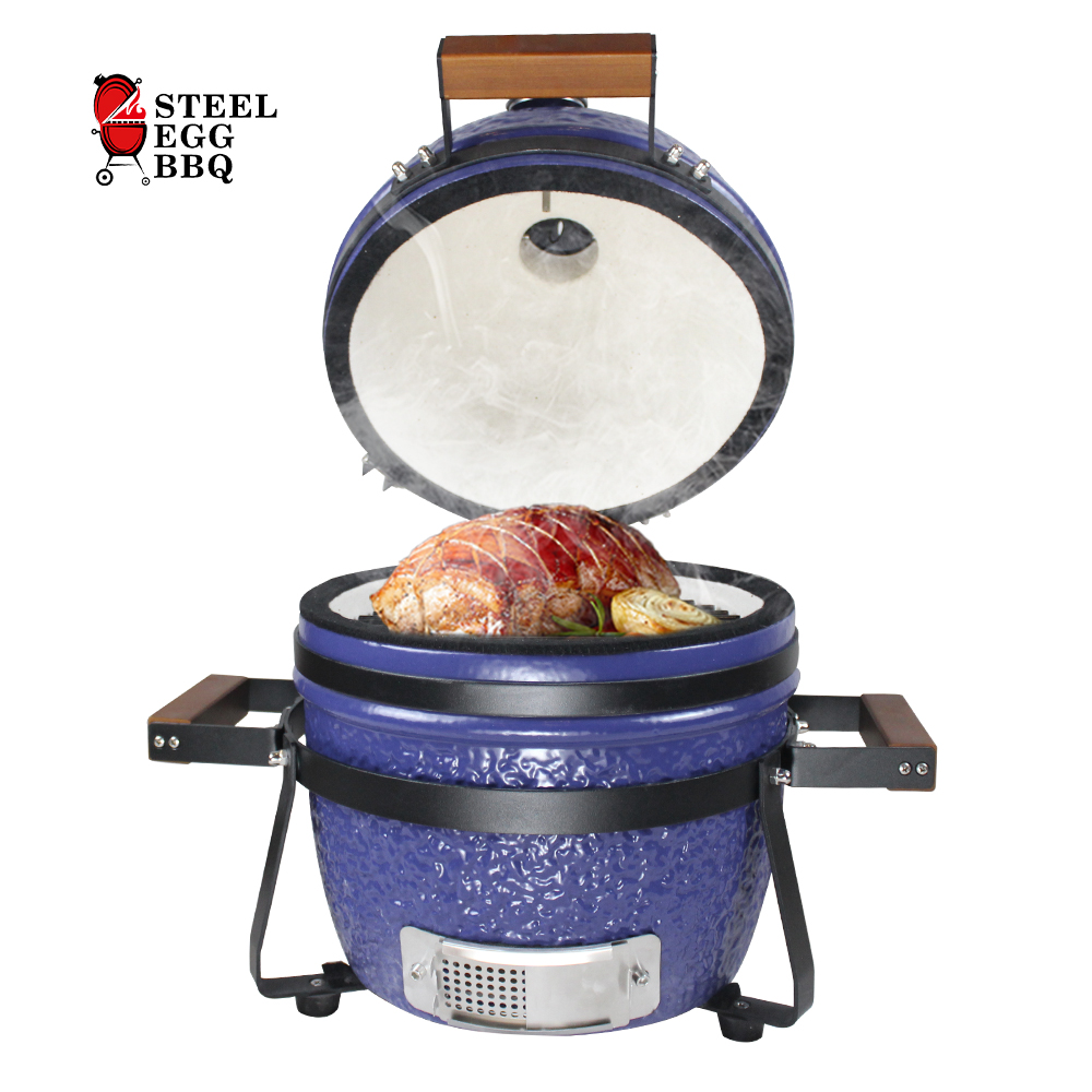 2023 SEB 13 Inch Kamado BBQ Grill Tabletop Charcoal Egg Shaped Ceramic Portable for Outdoor Garden