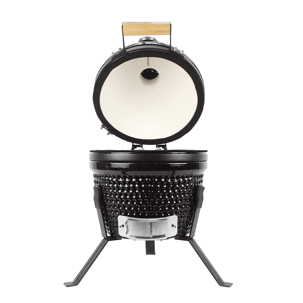 SEB 13 Inch Kamado BBQ Grill Mini Tabletop Charcoal Egg Shaped Ceramic Portable for Outdoor Garden
