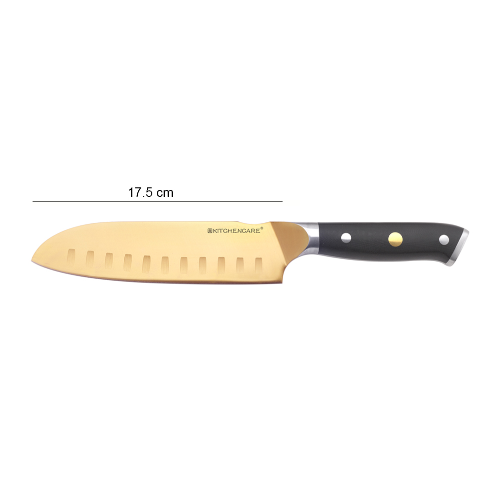 Hip-home stainless steel peeling knife G10 handle professional kitchen gold 7inch santoku knives