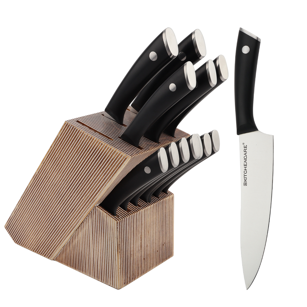 Hip-home stainless steel kitchen 13pcs knives block set professional wood handle kitchen knives