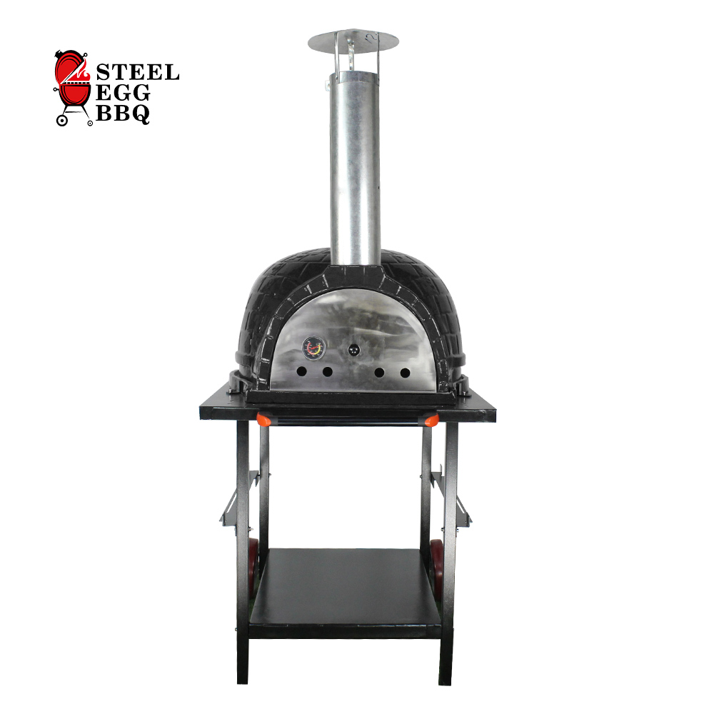 2023 STEEL EGG BBQ Baking oven red outdoor forno para pizza legno, 26 inch wood fired pizza ovens