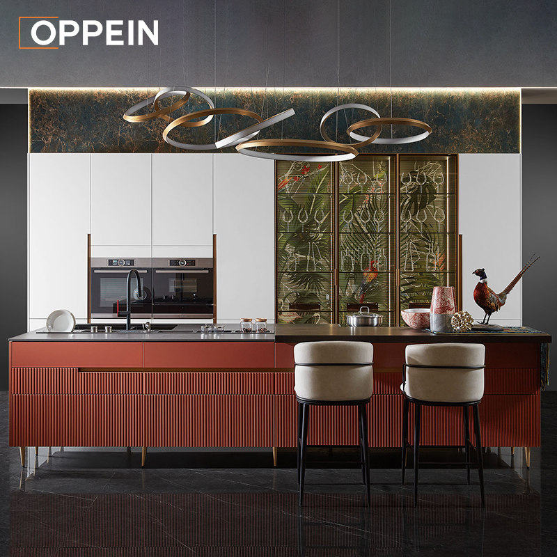 OPPEIN Kitchen Islands Furniture Handles Storage Holders Modern Kitchen Cabinets PLCC21043