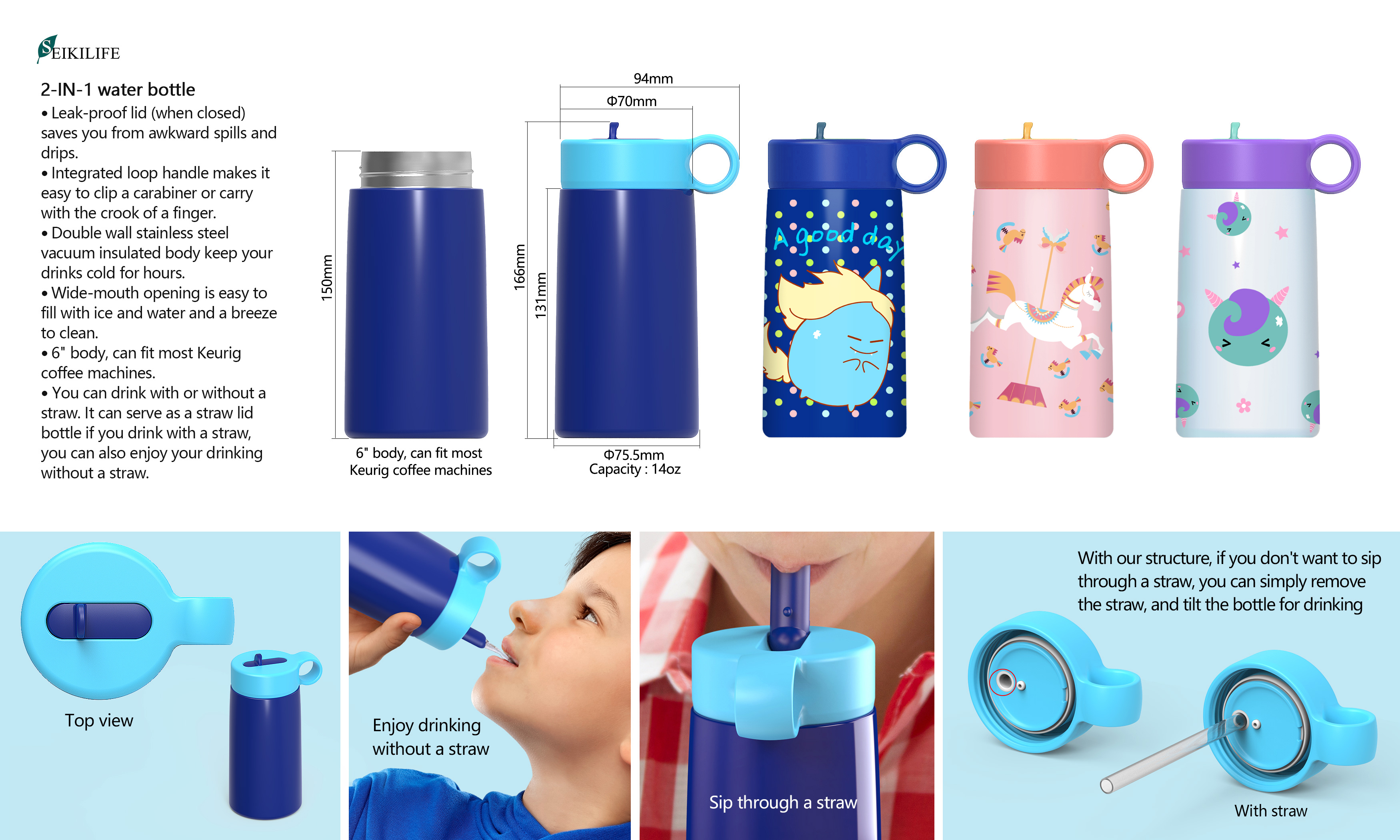 2-IN-1 Stainless Steel Kids Bottle