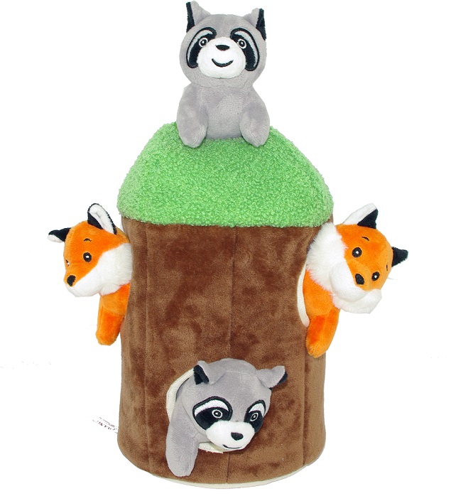 Hide and seek plush Pet Toy with squirrel,raccon,fox