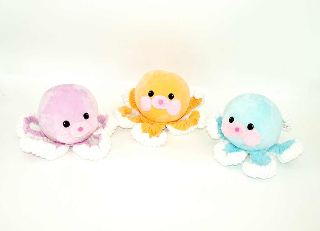 Woof Cute Octopus RPET Eco-friendly Plush Pet Toy with Squeaker