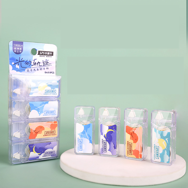 Customization Stationery Factory OEM Order Mini Size 6m Correction Tape 4 Piece in One Blister Card