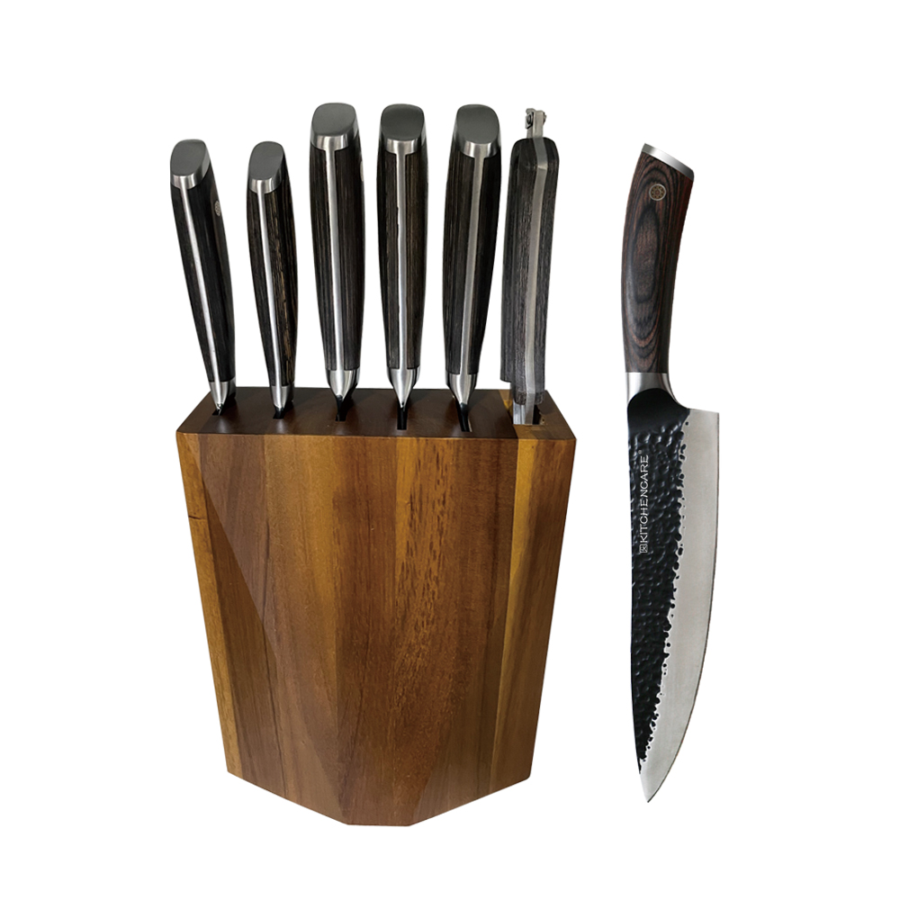 Hip-home kitchen black 7pcs knives block set professional chef knife kitchen knives