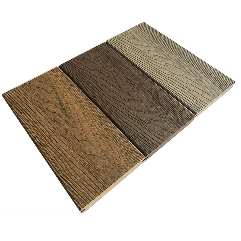 3D embossing mix color wood plastic composite wpc solid decking flooring