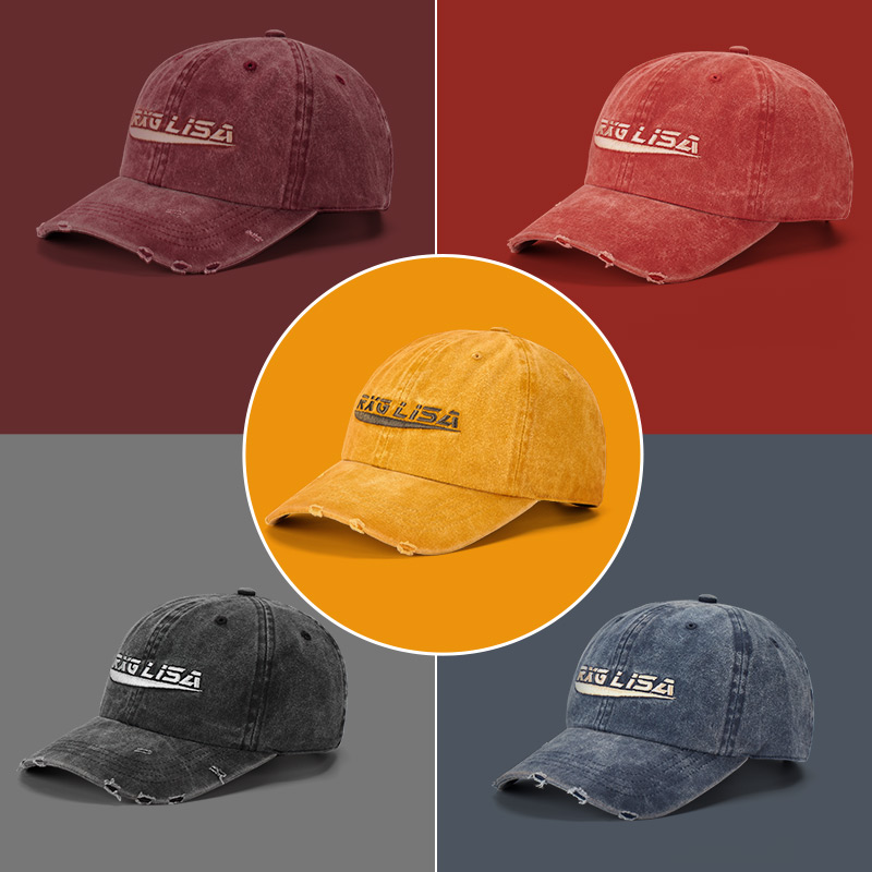 Washed embroidered baseball cap