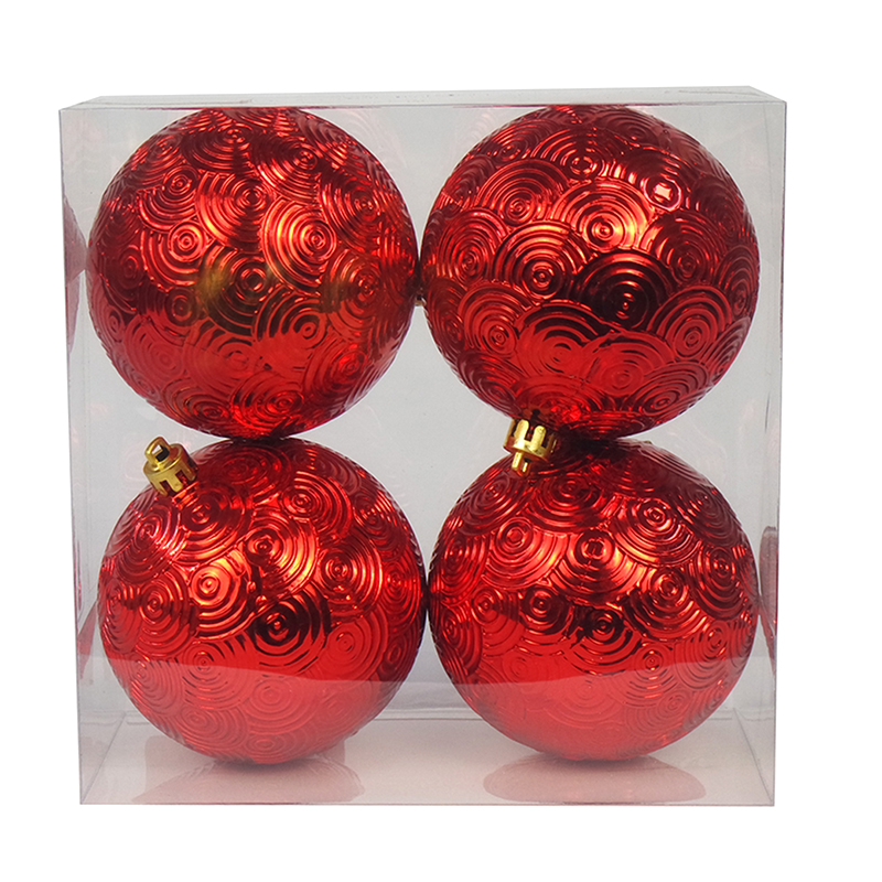 4CT Christmas Tree Ornaments 8CM Plastic Christmas Ball