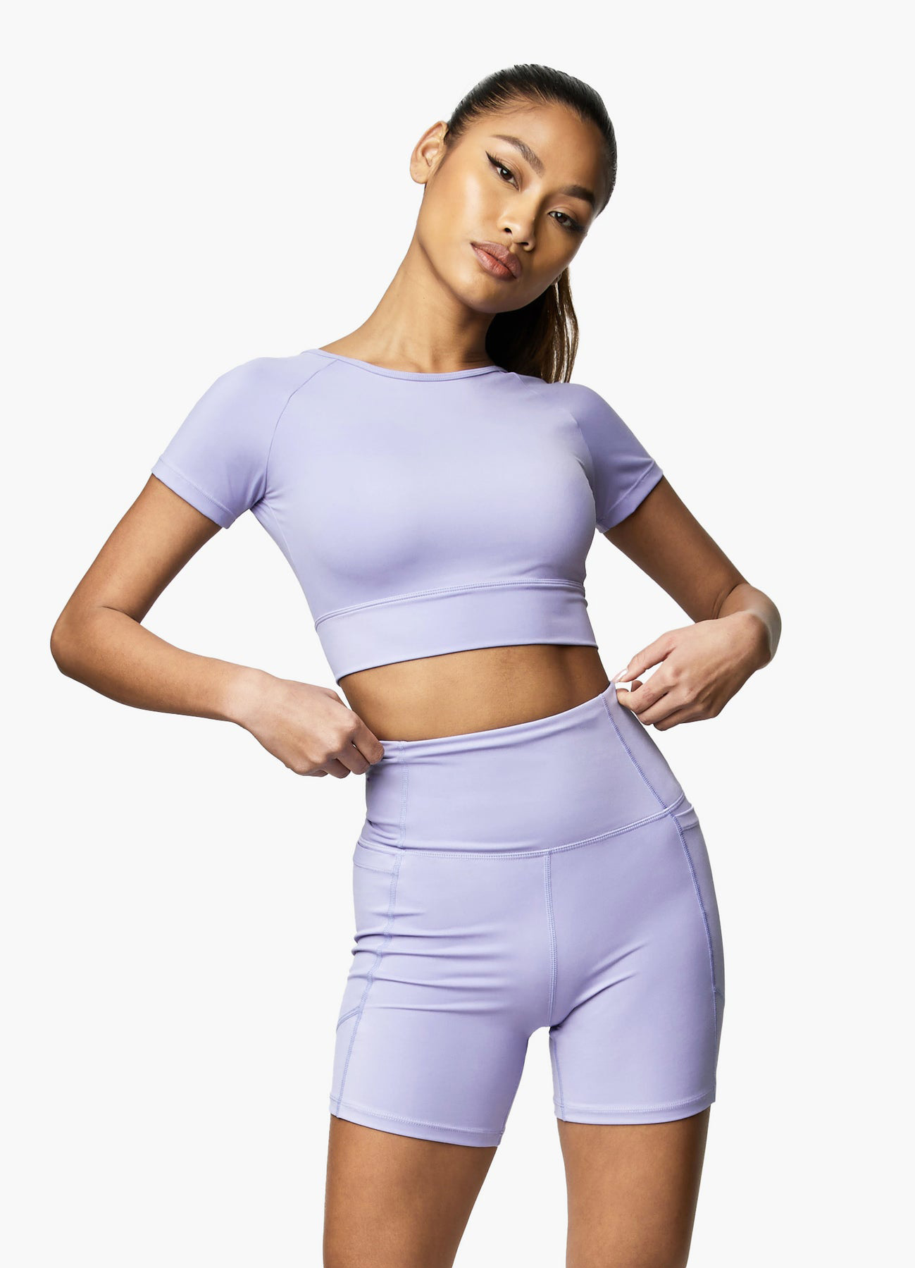 Womens Short Sleeve Activewear Breathable Gym Yoga Top Cropped Tshirt