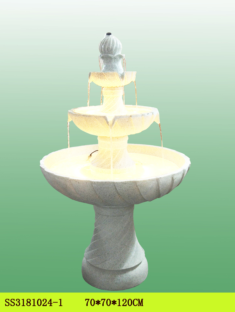 Polyresin outdoor tiers waterfall fountain with LED controller