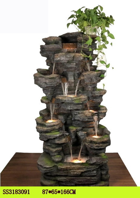 Polyresin outdoor tiers stone mountain fountain