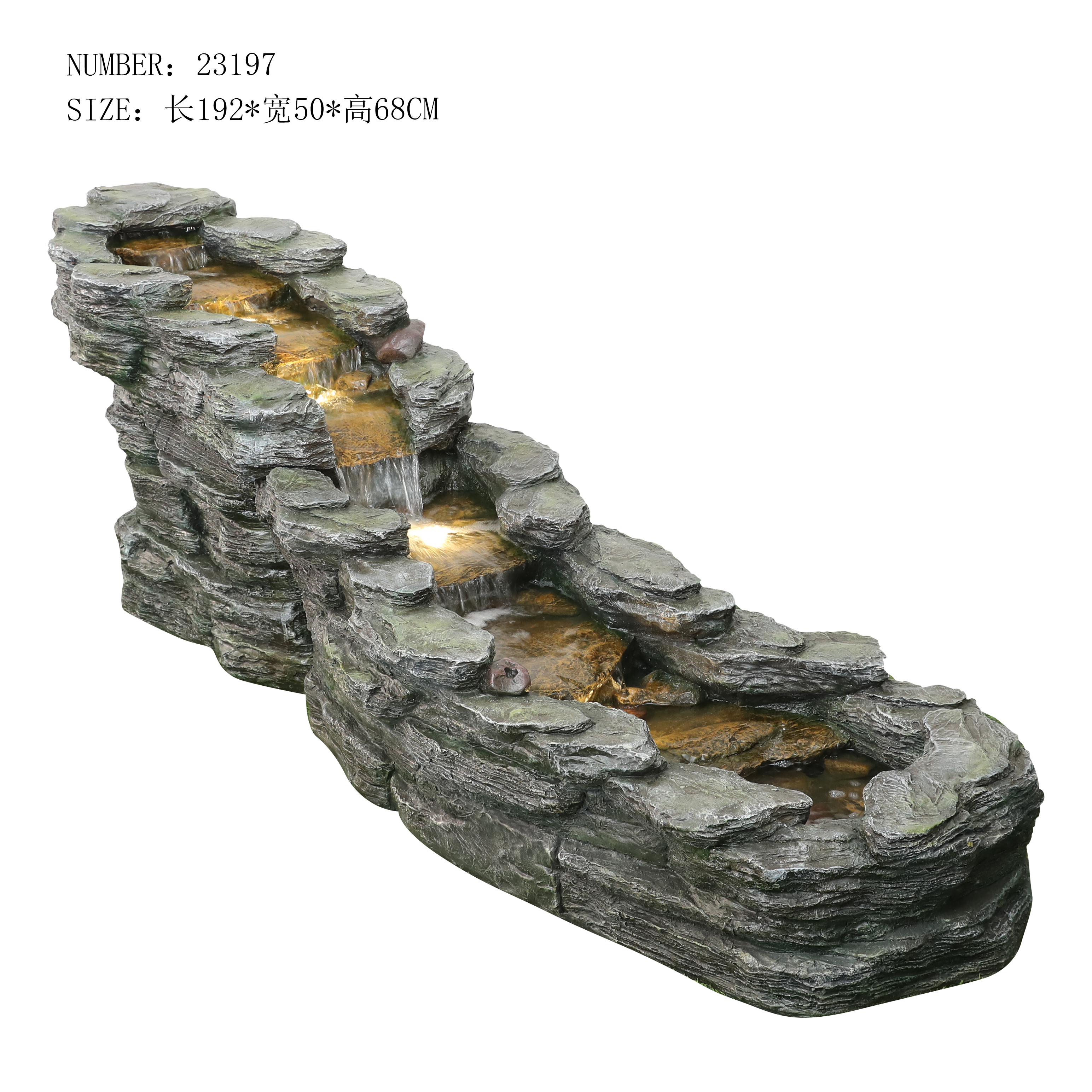 polyresin outdoor tiers stone mountain fountain