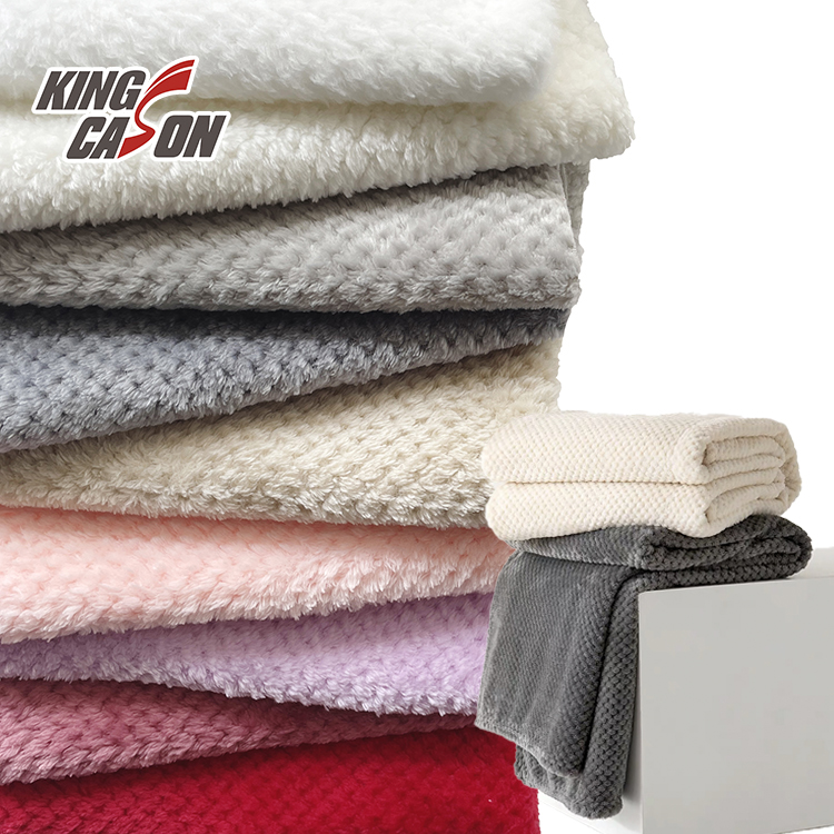 KINGCASON Double sides pineapple grid plain warm flannel fleece fabric