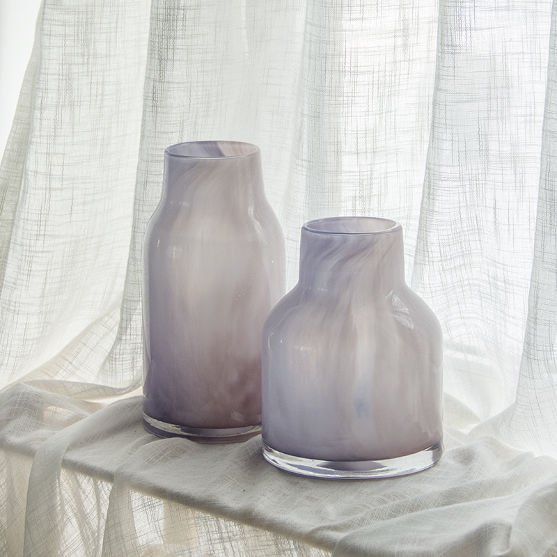 handmade art glass color decorative vases /ornaments GJ20-30/31 Light peach/Cyan purple